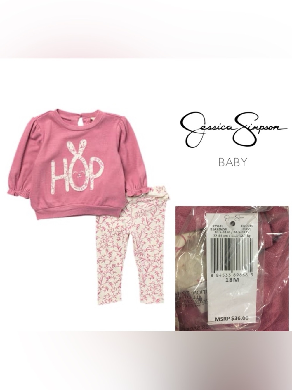 🆕JESSICA SIMPSON BABY - 18M - NWT - 2PC BUNNY OUTFIT